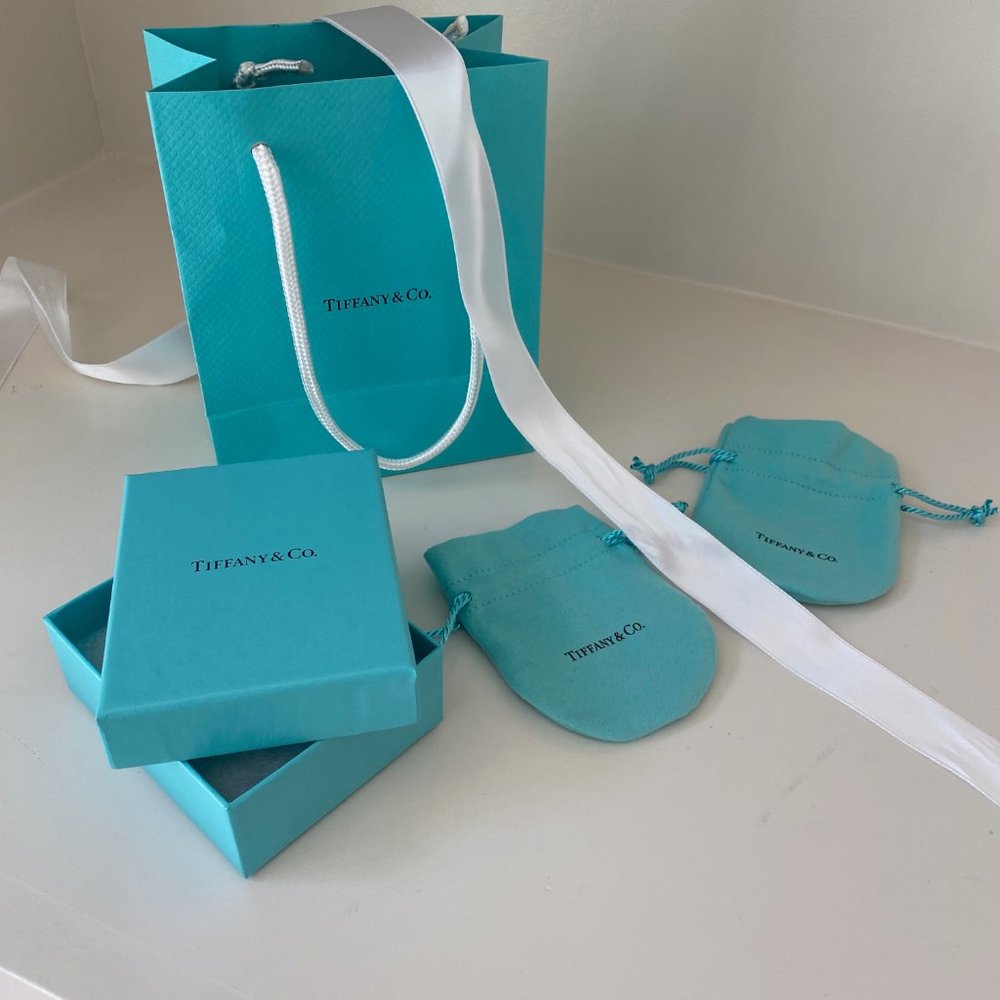 Tiffany & Co. bag, box, two pouches and ribbon